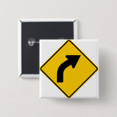 Rechtes Kurven-voran Landstraßen-Zeichen Button (Vorne & Hinten)