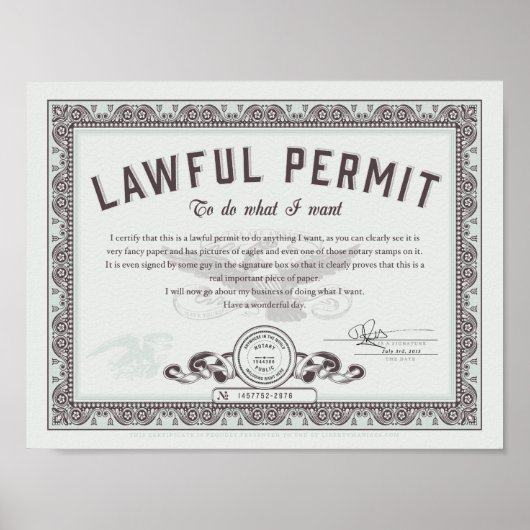 Rechtliche Genehmigung, das zu tun, was Sie Gewoll Poster (Vorne)