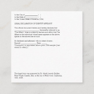 Rechtliche Identitäts Erklärung Begleitkarte