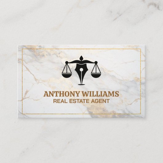 Rechtliches Recht im Strafmaßstab | Marmor Visitenkarte (Vorderseite)