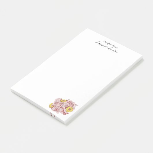 Rechts Ecke Terra Cotta Outlinet Bouquet Custom Post-it Klebezettel (angewinkelt)