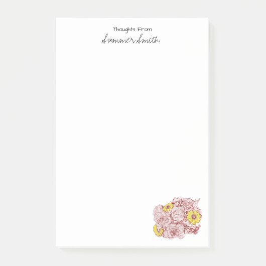 Rechts Ecke Terra Cotta Outlinet Bouquet Custom Post-it Klebezettel (Vorderseite)