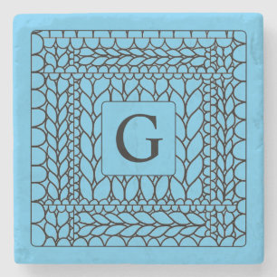 RECHTS LINKS BLAU Marmor-Stein-Unterlage + Initial Steinuntersetzer