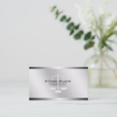 Rechtsanwalt an der Gesetzesweißen und silbernen Visitenkarte (Stehend Vorderseite)