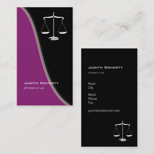 RECHTSANWALT AN GESETZ | nobel Visitenkarte (Vorne/Hinten)