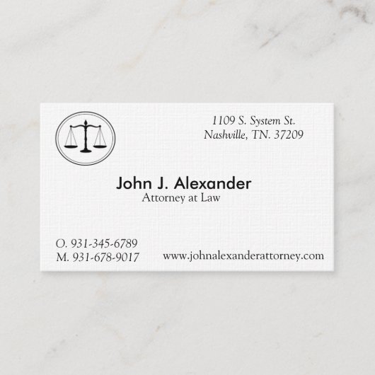 Rechtsanwalt an Gesetzesgeschäft, 3,5" x 2,0", Visitenkarte (Vorderseite)