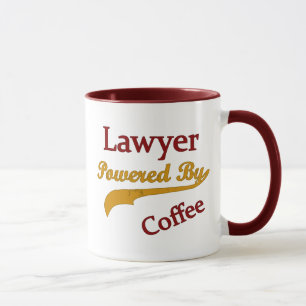 Rechtsanwalt angetrieben durch Kaffee Tasse