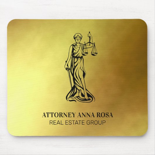 *~* Rechtsanwalt AP15 Blinde Justiz Anwalt Gold Mousepad (Vorne)