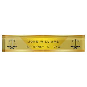 Rechtsanwalt bei Law Gold Black Legal Scale Classi Namensplakette