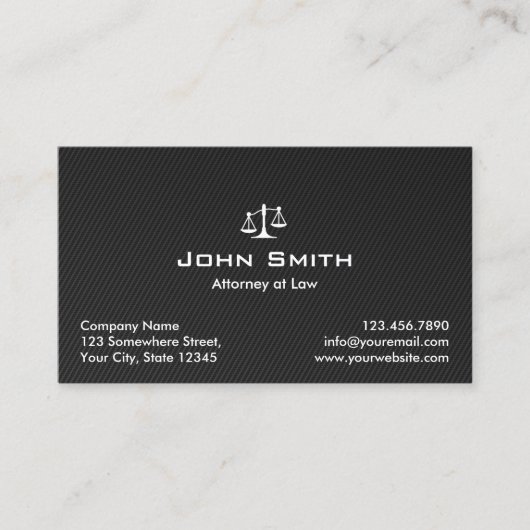 Rechtsanwalt Black Carbon Fiber Lawyer Visitenkarte (Vorderseite)