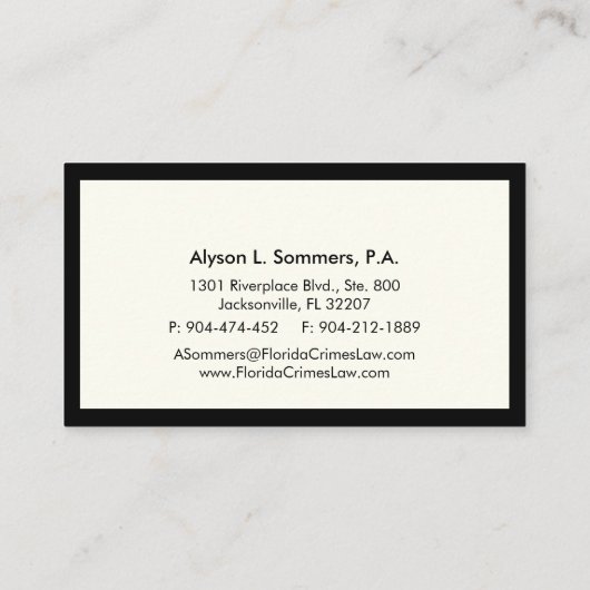 Rechtsanwalt Black Scale Beruflich Visitenkarte (Rückseite)