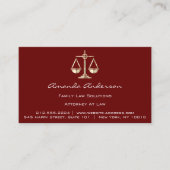 Rechtsanwalt Burgundy Gold Scale Rechtsanwältin Cu Visitenkarte (Vorderseite)