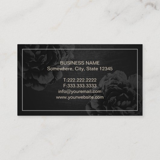 Rechtsanwalt Elegant Black Floral Visitenkarte (Rückseite)