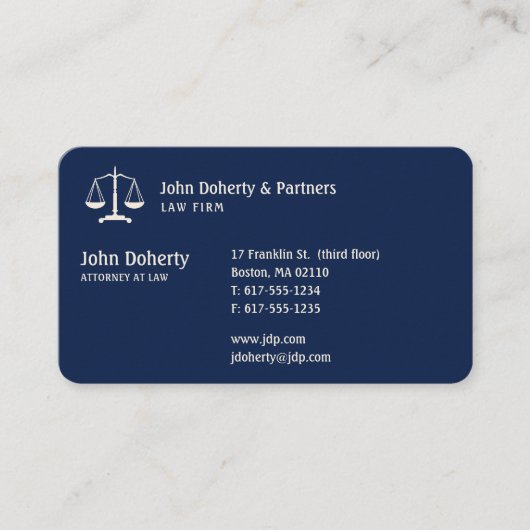 Rechtsanwalt | Elegant Blue Visitenkarte (Vorderseite)