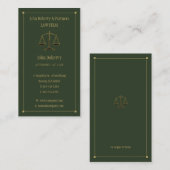 Rechtsanwalt | Elegant Gold Green Visitenkarte (Vorne/Hinten)