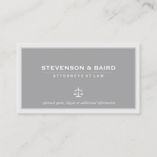 Rechtsanwalt Elegant Gray Business Card Visitenkarte (Vorderseite)