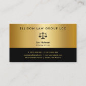 Rechtsanwalt | Elegantes Berufliches Schwarzes Gol Visitenkarte (Vorderseite)