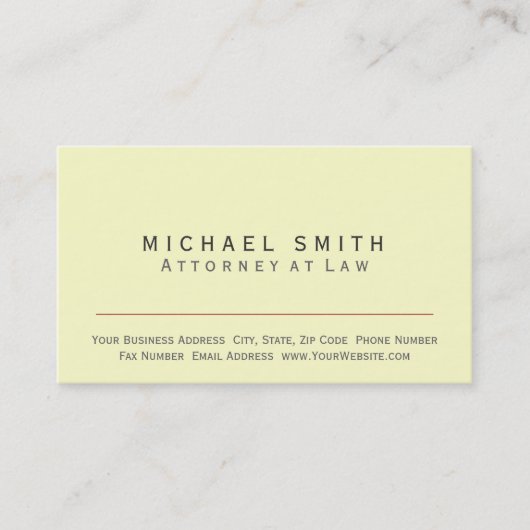 Rechtsanwalt - Gelbe Minimal-Visitenkarte Visitenkarte (Vorderseite)