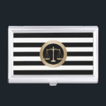 Rechtsanwalt Gesetzesgoldskala-am modernen Visitenkarten Dose<br><div class="desc">Rechtsanwalt Gesetzesgoldskala-am modernen Streifen-Rechtsanwalt-Visitenkarte-Halter.</div>