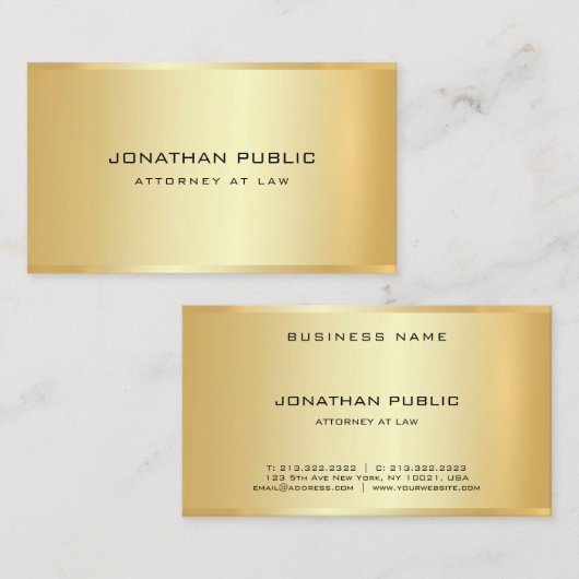 Rechtsanwalt Gold Look Template Law Office Visitenkarte (Vorne/Hinten)