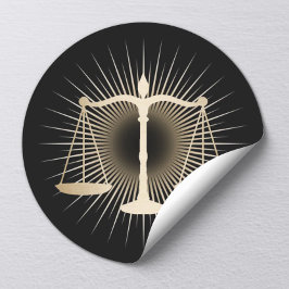 Rechtsanwalt Gold-Skala der Gerechtigkeit Elegante Runder Aufkleber