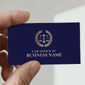 Rechtsanwalt Gold-Skala der Justiz Elegante Marine Visitenkarte
