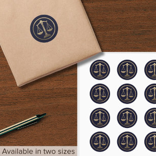 Rechtsanwalt Gold-Skala für das Emblem der Justiz Runder Aufkleber