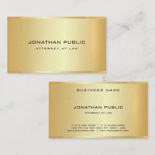 Rechtsanwalt Gold Vorlage Kanzlei Modern Visitenkarte (Vorne/Hinten)