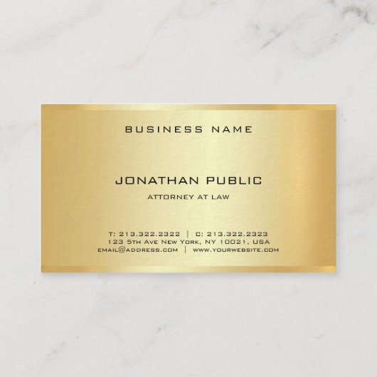 Rechtsanwalt Gold Vorlage Kanzlei Modern Visitenkarte (Rückseite)