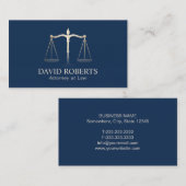 Rechtsanwalt Goldjustiz Maßstab Elegant Marine Blu Visitenkarte (Vorne/Hinten)