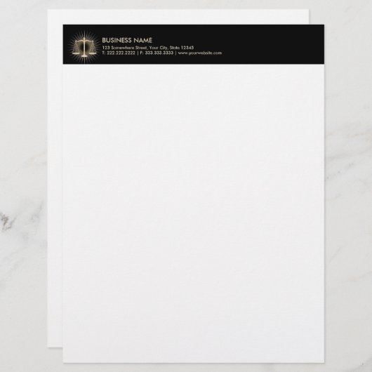 Rechtsanwalt in der "Law Gold Scale" Briefkopf (Vorne/Hinten)