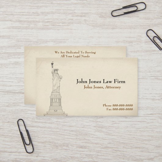 Rechtsanwalt in der Rechtsstatue der Freiheitsakad Visitenkarte (Vorderseite/Rückseite Beispiel)