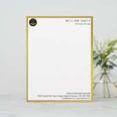 Rechtsanwalt in Imitats Gold Scale Anwältin Justiz Briefbogen (Stehend Vorderseite)