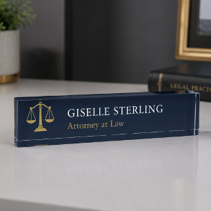 Rechtsanwalt in Navy Blau Gold Namensplakette