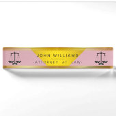 Rechtsanwalt in Rose Gold Black Legal Scale Namensplakette (Vorderseite)