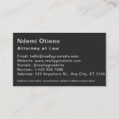 Rechtsanwalt "Justice Scale Black Business Card" Visitenkarte (Rückseite)