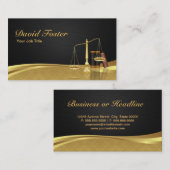 Rechtsanwalt Justiz Elegante Black Gold Damask Visitenkarte (Vorne/Hinten)