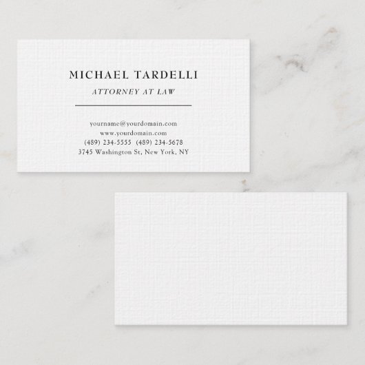 Rechtsanwalt Linen Minimalistisch Classical Pro Visitenkarte (Vorne/Hinten)