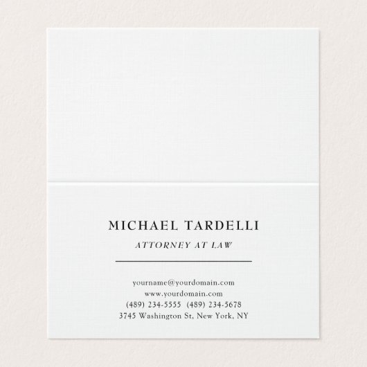 Rechtsanwalt Linen Minimalistisch Classical Pro Visitenkarten (Außenseite Aufgefaltet)