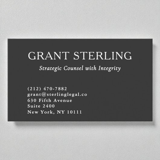 Rechtsanwalt Minimal der Holzkohle Grau White Visitenkarte