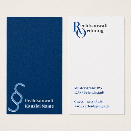 Rechtsanwalt minimalblau (Vorne & Hinten)