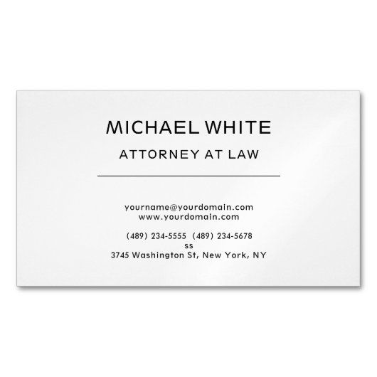 Rechtsanwalt Minimalistisch Beruflich Magnetische Visitenkarte (Vorderseite)