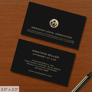 Rechtsanwalt mit "Law Black and Gold Business Card Visitenkarte