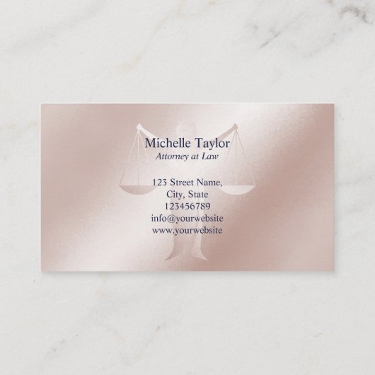 Rechtsanwalt Modern Navy Blue Rose Gold Visitenkarte (Rückseite)