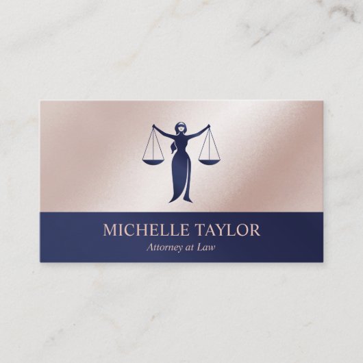 Rechtsanwalt Modern Navy Blue Rose Gold Visitenkarte (Vorderseite)