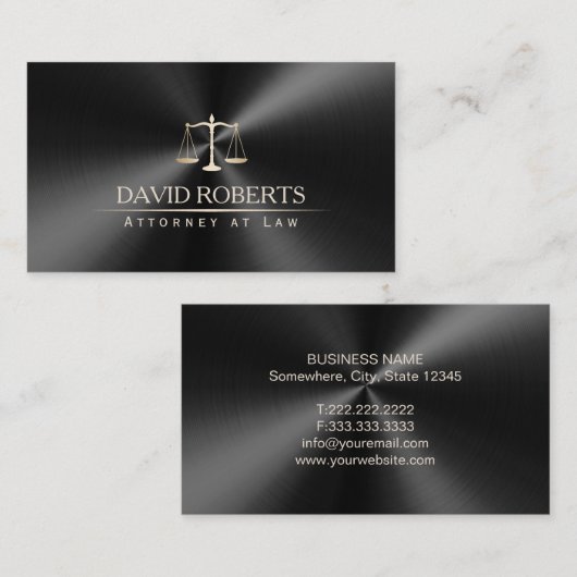 Rechtsanwalt Moderner Black & Gold Metallic Visitenkarte (Vorne/Hinten)