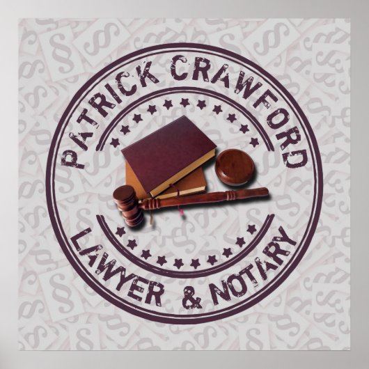 Rechtsanwalt oder Notar mit richterlichem Hammer u Poster (Vorne)