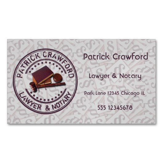 Rechtsanwalt-oder Notariatsbüro mit Richter-Hammer Magnetische Visitenkarte (Vorderseite)