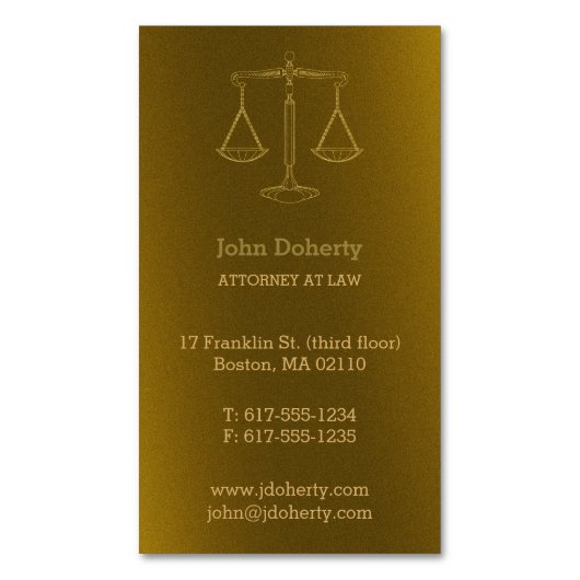 Rechtsanwalt | Perfekte goldene Skala der Gerechti Magnetische Visitenkarte (Vorderseite Vertikal)