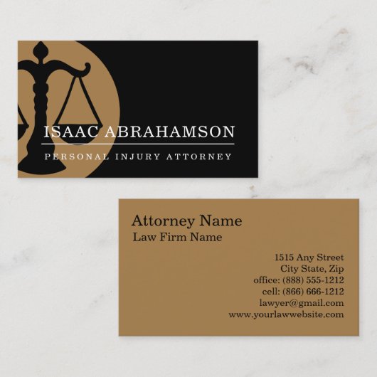 Rechtsanwalt Persönliche Verletzung Visitenkarte (Vorne/Hinten)